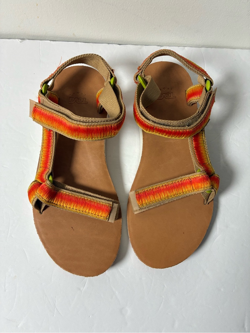 Teva Womens Sandals with Orange and Yellow Gradient Straps